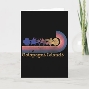 Retro Galapagos-Inseln Tropische Blumen 80er Stil Karte