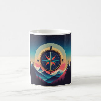 Retro Galaxy Compass Adventure -Minimalist Vintage Kaffeetasse