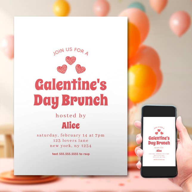 Retro Galentine's Day Brunch Valentinstag Einladung (Von Creator hochgeladen)