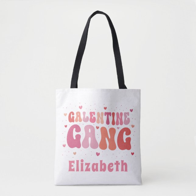 Retro "Galentine's Gang" Individuelle Name Tote Ba (Vorderseite)