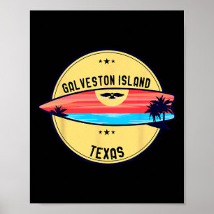 Retro Galveston Island Strand Texas Strand Surfen  Poster