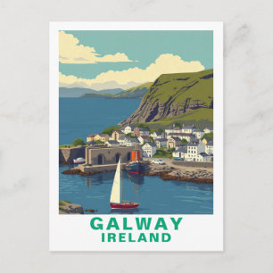 Retro Galway Irland Reise Kunst Postkarte
