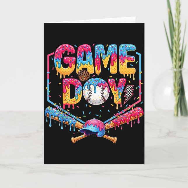 Retro Game Day Baseball Eis Drip Geschenk für mich Karte (Vorderseite)