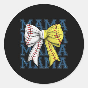 Retro Game Day Softball Baseball Mama Sports Team Runder Aufkleber