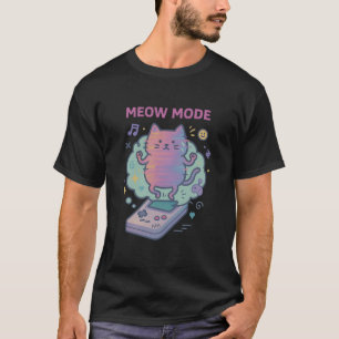 Retro GameBoy Console Kawaii Cat Gamer "MEOW MODE" T-Shirt