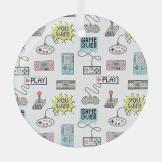 Retro-Gamecontroller: Farbenloses Muster Ornament Aus Glas