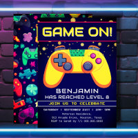 Retro Gamer Arcade Geburtstagsparty Einladung