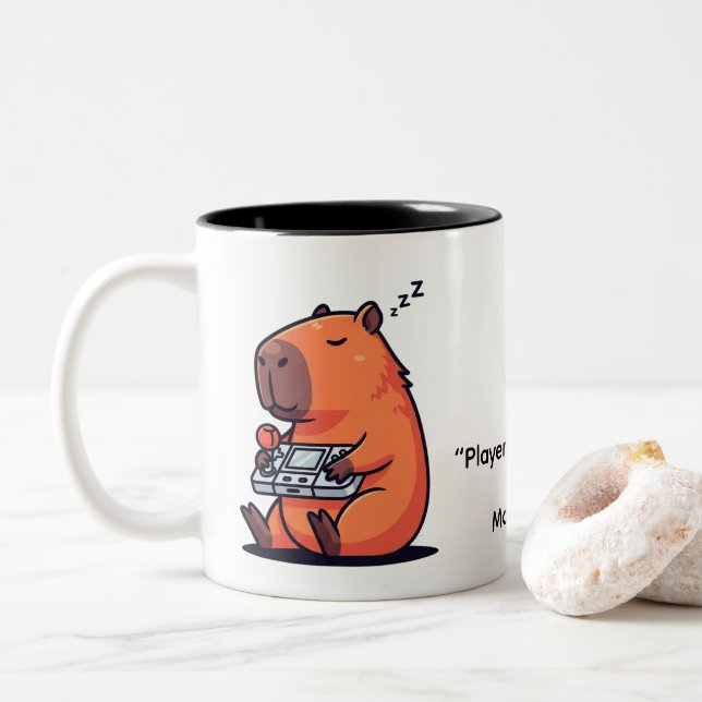 Retro Gamer Capybara Mug – Old School Vibes Zweifarbige Tasse (Mit Donut)