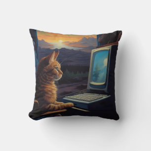 Retro Gamer Cat   8-Bit Pixel Art Gaming Kissen