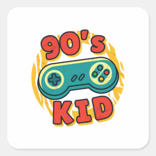 Retro Gamer Joystick-Geschenk für 90er Gamer-Kinde Quadratischer Aufkleber