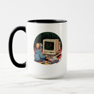 Retro Gamer Kid auf Vintagen Computer Pixel Art Tasse