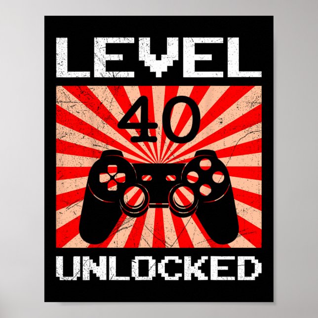 Retro Gamer Level 40 Unlocked Controller B-day Vid Poster (Vorne)