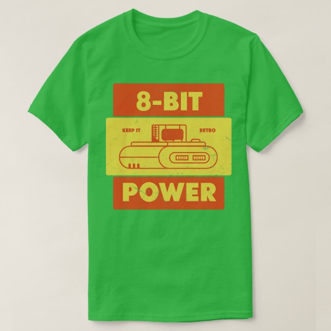Retro Gamer mit 8 bit Power T-Shirt (Design vorne)