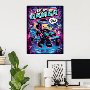 Retro-Gamer-Roboter Poster
