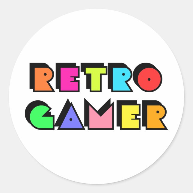 Retro Gamer Runder Aufkleber (Vorderseite)