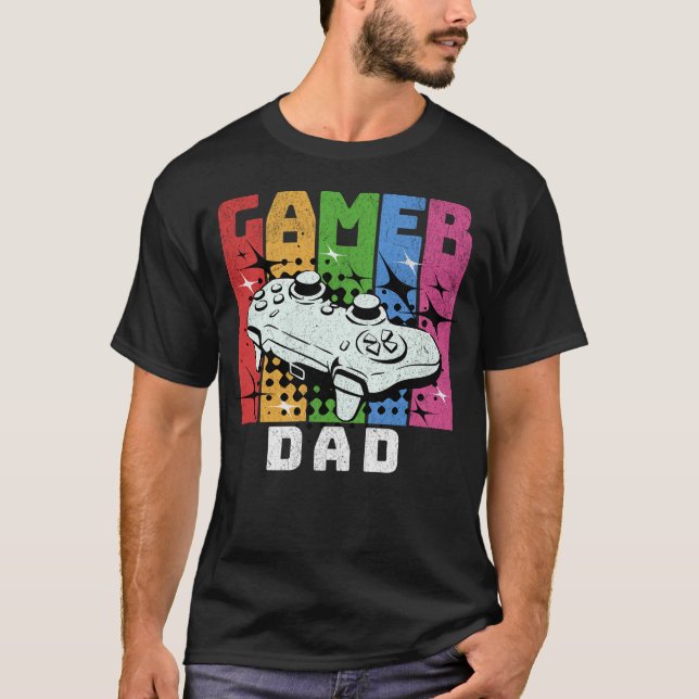 Retro Gamer Vater T-Shirt (Vorderseite)