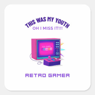Retro Gamer verpasst seine Jugend Quadratischer Aufkleber