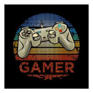 Retro-Gamer Videospiel-Player Jungen Mädchen Teena Poster