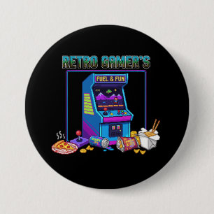 Retro Gamer's Fuel & Fun   8-Bit Pixel Art Arcade Button