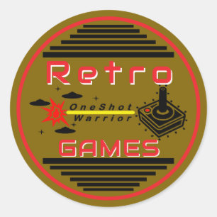 Retro Games Gold Runder Aufkleber