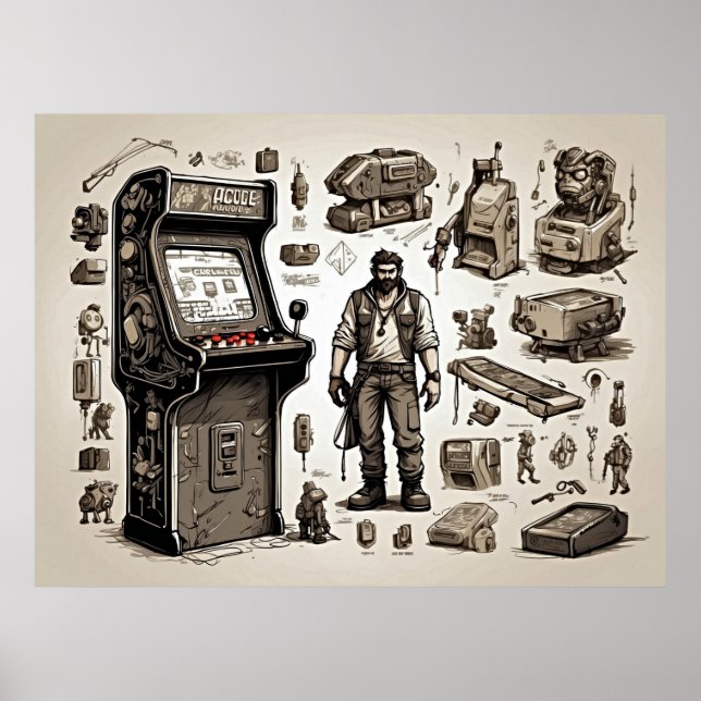 Retro Games mit klassischem Arcade Poster (Vorne)