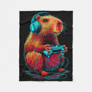 Retro-Gaming-Capyra lustiges Video-Gamer-Nagetier Fleecedecke