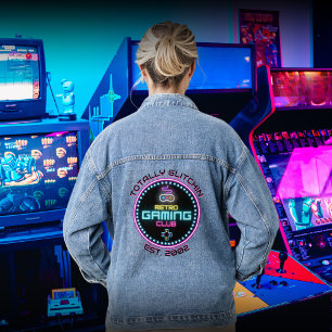 Retro Gaming Club Round Denim Jacket Jeansjacke