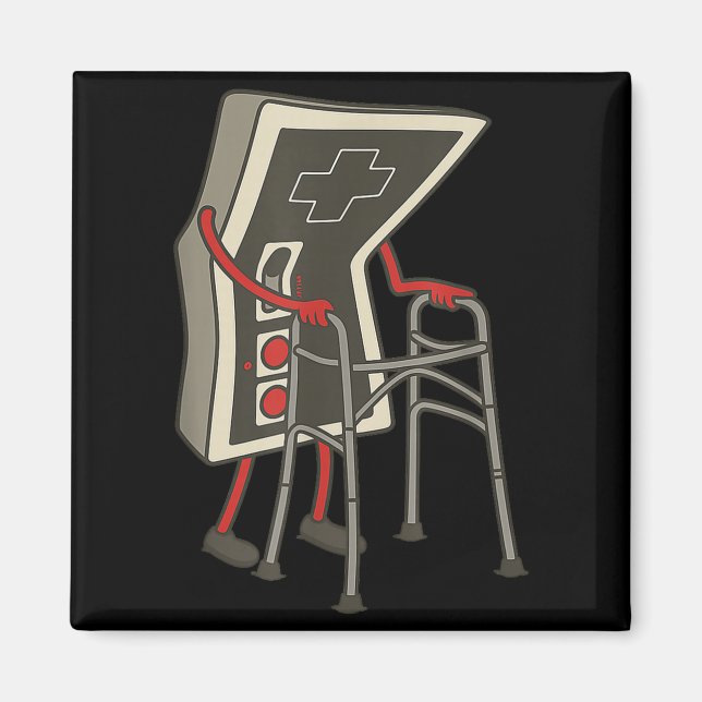 Retro Gaming Controller Old Gamer With Walker Funn Magnet (Vorne)