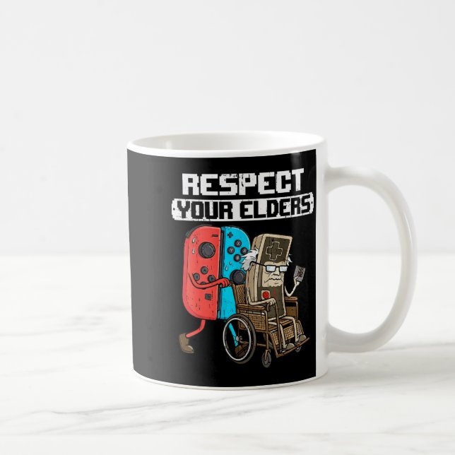Retro Gaming Funny Gamer Controller 80s Respect Yo Kaffeetasse (Rechts)