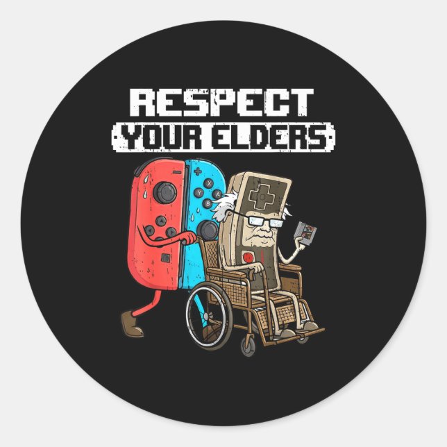 Retro Gaming Funny Gamer Controller 80s Respect Yo Runder Aufkleber (Vorderseite)