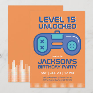 Retro Gaming Gamer Boy Video Game Player Geburtsta Einladung