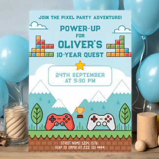 Retro Gaming Geburtstagsbash Einladung