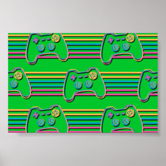 Retro Gaming Geek Gamer 80er Neon Poster