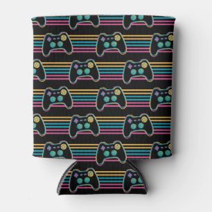 Retro Gaming Geek Gamer 80er Neonfarben Dosenkühler