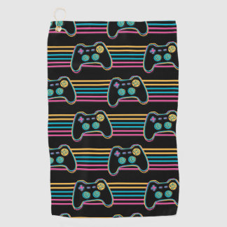 Retro Gaming Geek Gamer 80er Neonfarben Golfhandtuch