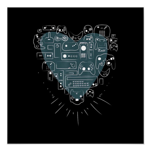 Retro-Gaming-Herz-Videospiel-Controller-Gamer Poster (Vorderseite)