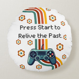 Retro Gaming Illustration Rundes Kissen