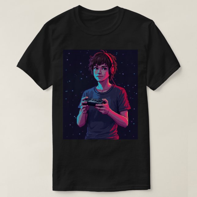 Retro-Gaming-Pixel-Art-Gamer-Controller 8-Bit Nost T-Shirt (Design vorne)