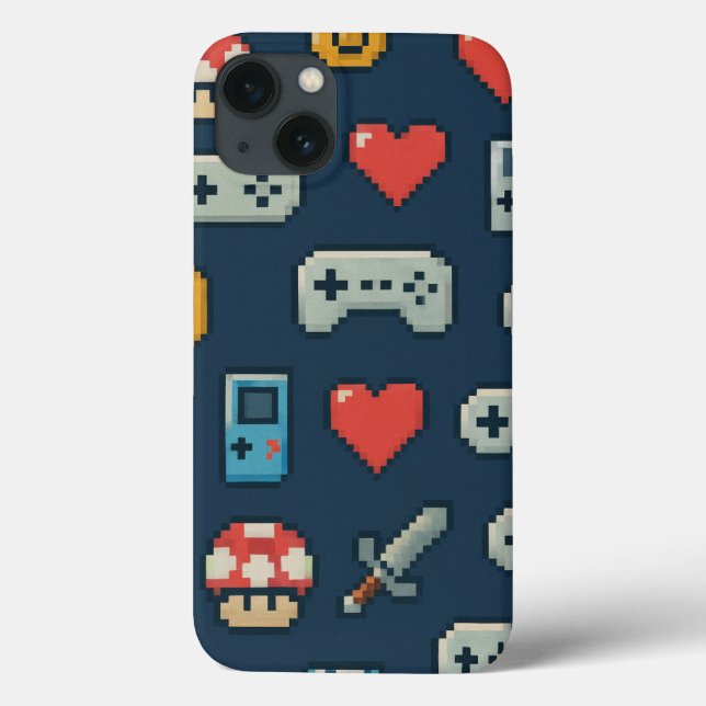 Retro Gaming Pixel Icons Farbenfrohe 8-Bit Gamer Case-Mate iPhone Hülle (Rückseite)