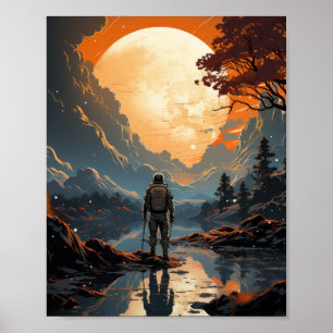 Retro Gaming Space Astronauten Vector Poster