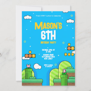 Retro Gaming Thema Geburtstag Einladung Design