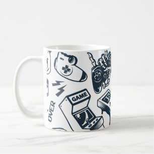Retro-Gaming-Vintage-Muster. Kaffeetasse