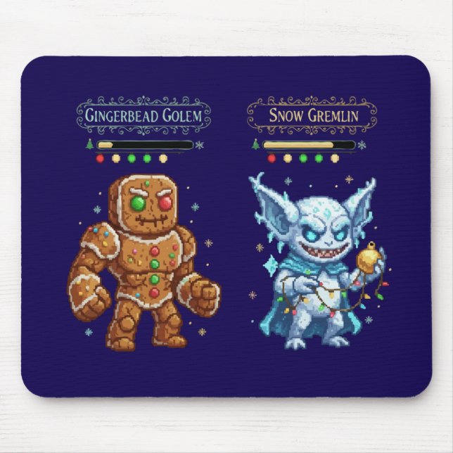 Retro-Gaming-Weihnachten | Pixel-Art-Lebkuchen Mousepad (Vorne)