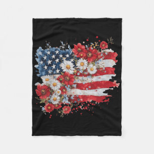 Retro-Gänseblümchen-Amerikanische-Flagge-Patriotis Fleecedecke