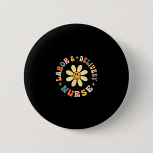 Retro-Gänseblümchen-Blume Geburts- und Entbindungs Button