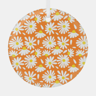 Retro-Gänseblümchen-Blumenmuster: orange vintage. Ornament Aus Glas
