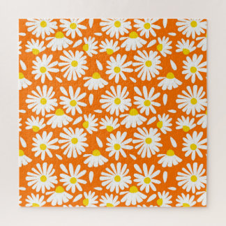 Retro-Gänseblümchen-Blumenmuster: orange vintage. Puzzle