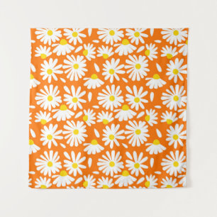 Retro-Gänseblümchen-Blumenmuster: orange vintage. Wandteppich