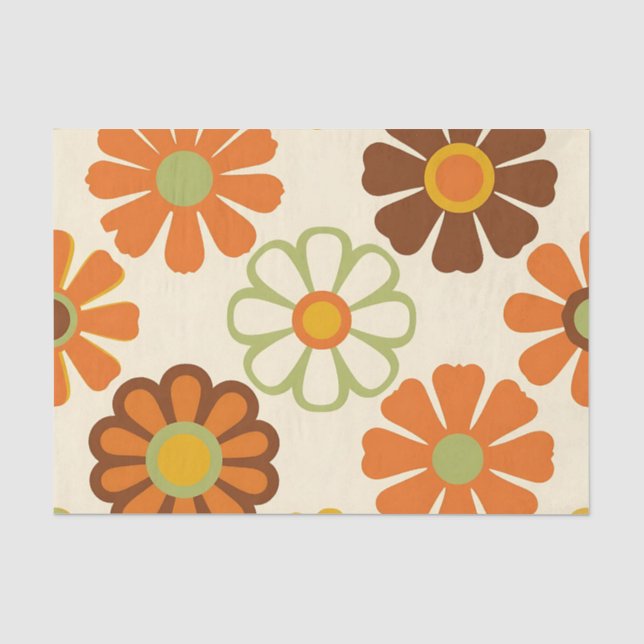 Retro-Gänseblümchen-Blumenmuster Seidenpapier (Vorderseite)
