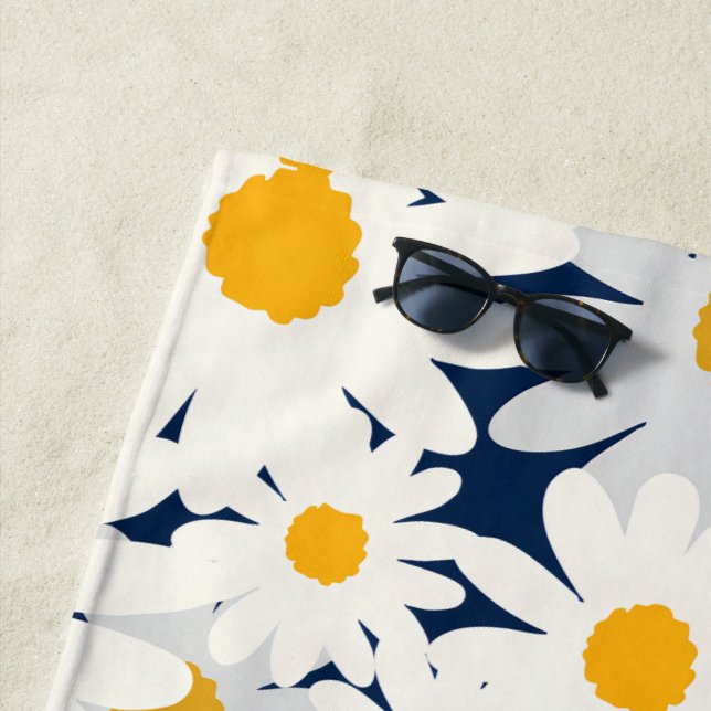 Retro-Gänseblümchen-Blumenmuster-Strandtuch Strandtuch (Beispiel)